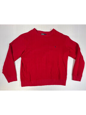 Vintage Polo By Ralph Lauren Men L Sweater Red Cotton Blend Logo Crewneck